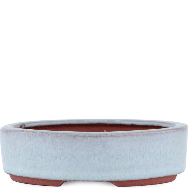 Oval blue bonsai pot by Eime Yozan - 120 x 100 x 32 mm