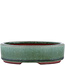 Oval green bonsai pot by Eime Yozan - 112 x 95 x 31 mm