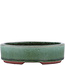 Oval green bonsai pot by Eime Yozan - 112 x 95 x 31 mm