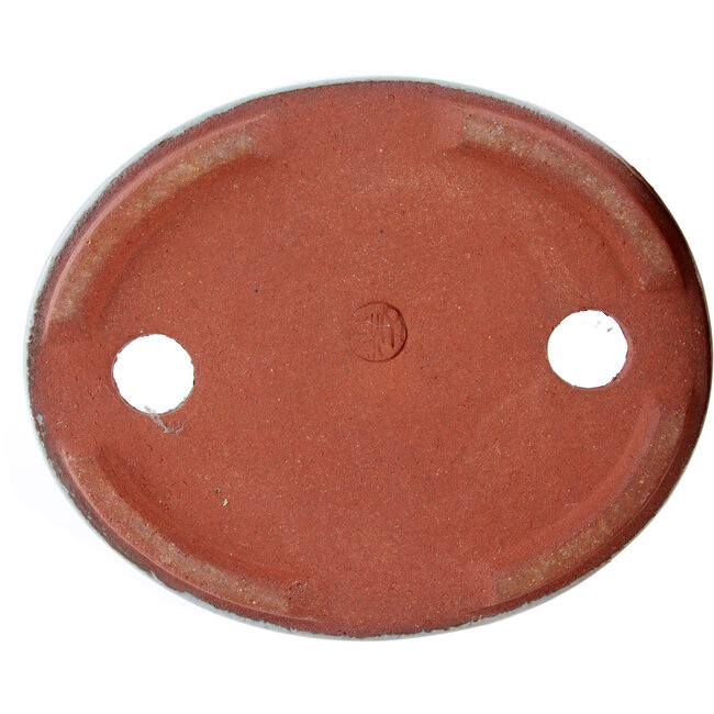 Oval blue bonsai pot by Eime Yozan - 120 x 100 x 32 mm