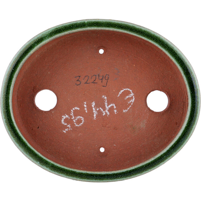 Ovale groene bonsaipot van Eime Yozan - 112 x 95 x 31 mm