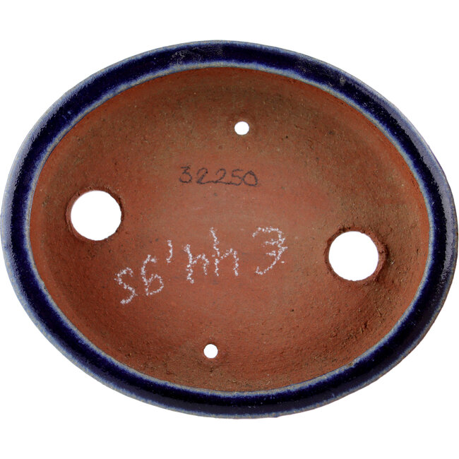 Pot à bonsaï ovale bleu par Eime Yozan - 120 x 100 x 32 mm