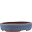 Oval blue bonsai pot by Eime Yozan - 135 x 110 x 26 mm