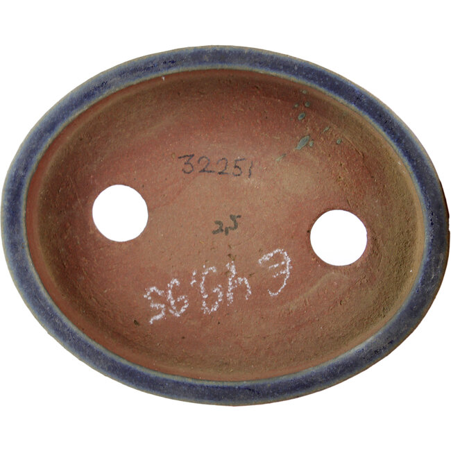 Ovale blauwe bonsaipot van Eime Yozan - 135 x 110 x 26 mm