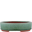 Oval green bonsai pot by Eime Yozan - 140 x 110 x 35 mm