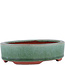 Oval green bonsai pot by Eime Yozan - 140 x 110 x 35 mm