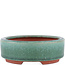 Oval green bonsai pot by Eime Yozan - 150 x 115 x 37 mm