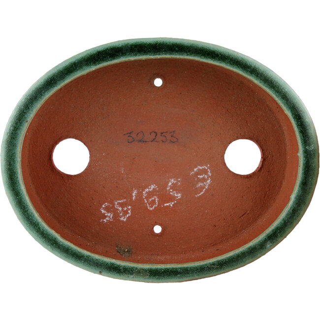 Ovale groene bonsaipot van Eime Yozan - 150 x 115 x 37 mm
