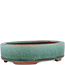 Oval green bonsai pot by Eime Yozan - 150 x 115 x 37 mm