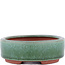 Oval green bonsai pot by Eime Yozan - 150 x 115 x 37 mm