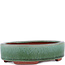 Oval green bonsai pot by Eime Yozan - 150 x 115 x 37 mm