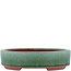 Oval green bonsai pot by Eime Yozan - 150 x 115 x 37 mm