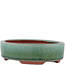 Oval green bonsai pot by Eime Yozan - 150 x 115 x 37 mm