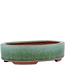 Oval green bonsai pot by Eime Yozan - 150 x 115 x 37 mm