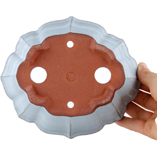 Pot à bonsaï Mokko bleu par Eime Yozan - 170 x 145 x 45 mm