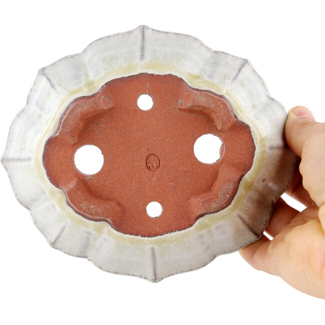 Cremefarbener Mokko-Bonsaitopf von Eime Yozan – 145 x 125 x 40 mm