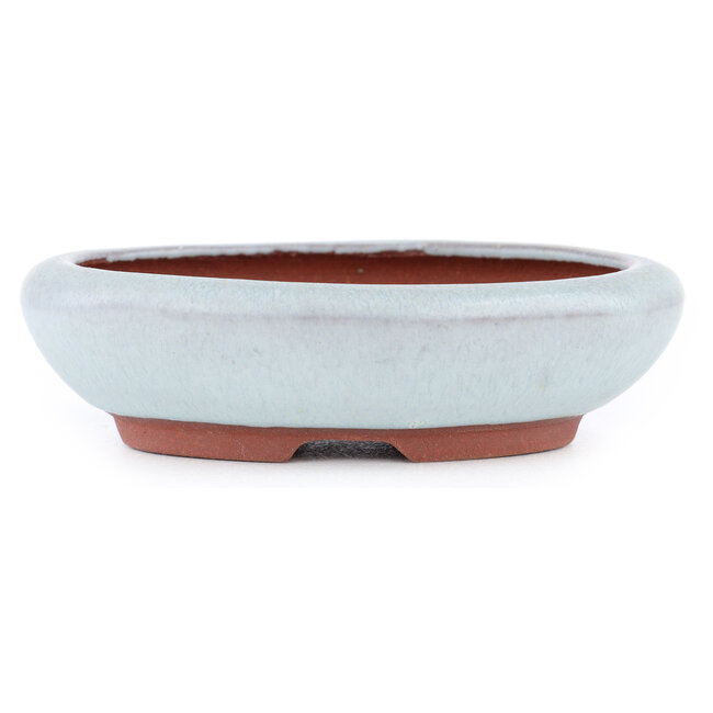Pot à bonsaï ovale blanc cassé par Eime Yozan - 115 x 95 x 30 mm