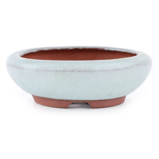 Ovale gebroken witte bonsaipot van Eime Yozan - 115 x 95 x 30 mm