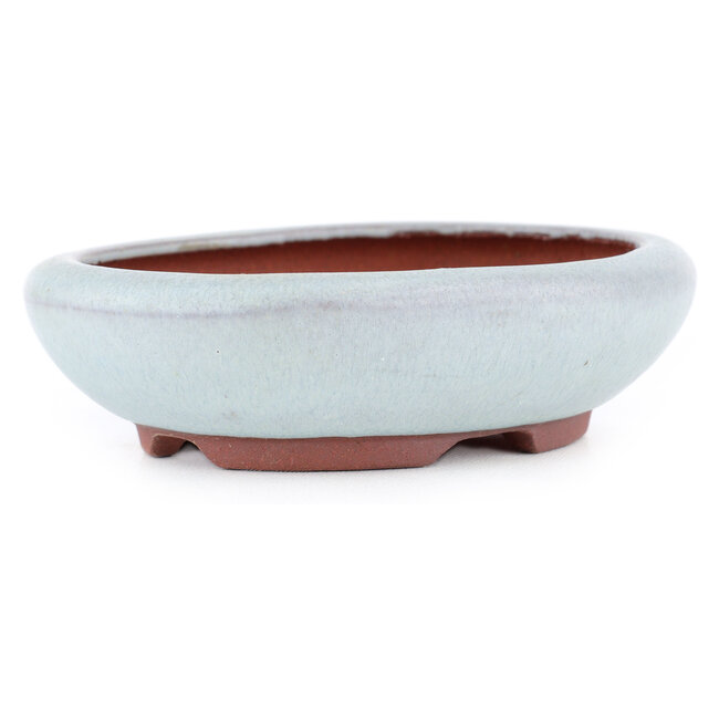 Oval off-white bonsai pot by Eime Yozan - 115 x 95 x 30 mm