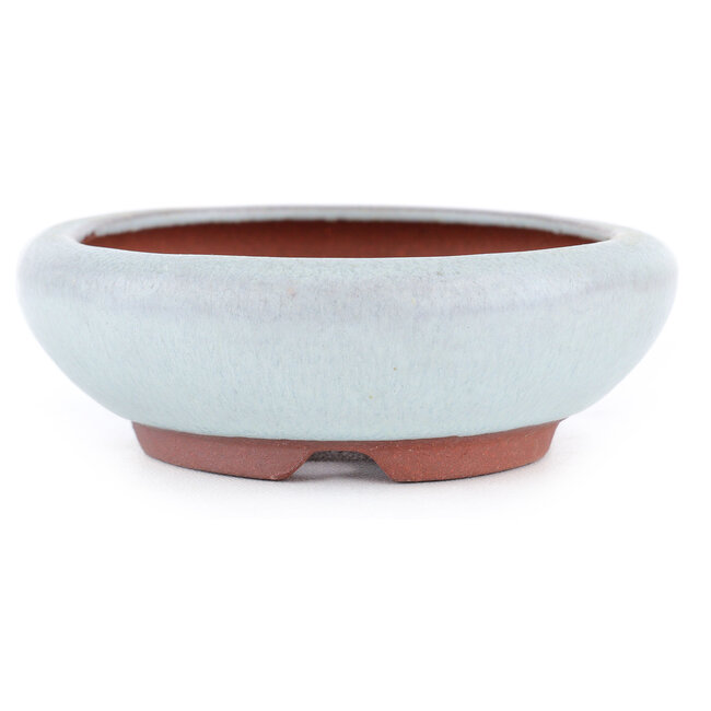 Ovale gebroken witte bonsaipot van Eime Yozan - 115 x 95 x 30 mm