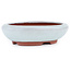 Pot à bonsaï ovale blanc cassé par Eime Yozan - 115 x 95 x 30 mm