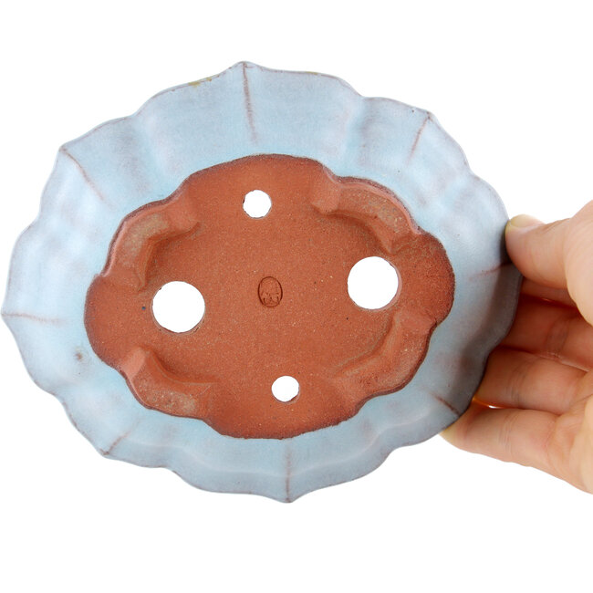 Pot à bonsaï Mokko bleu par Eime Yozan - 145 x 125 x 40 mm