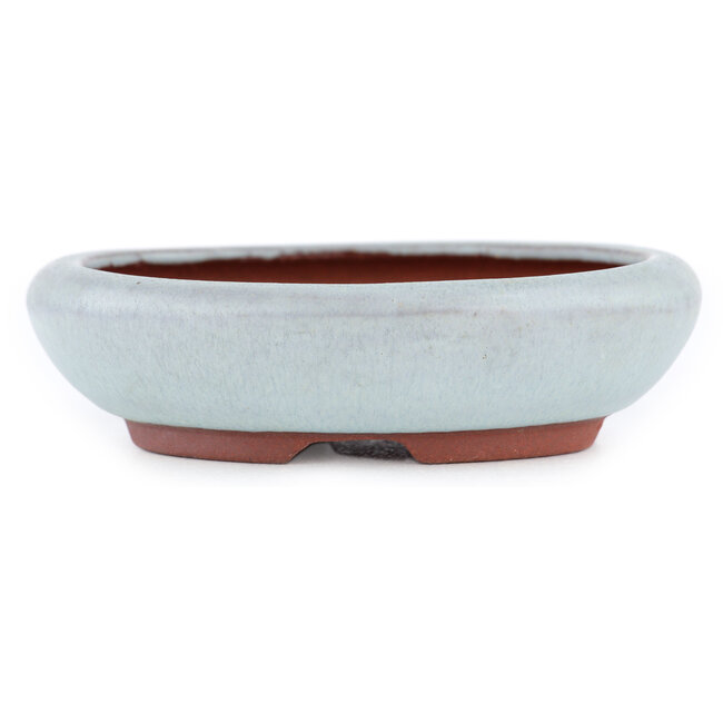 Oval blue bonsai pot by Eime Yozan - 115 x 95 x 30 mm