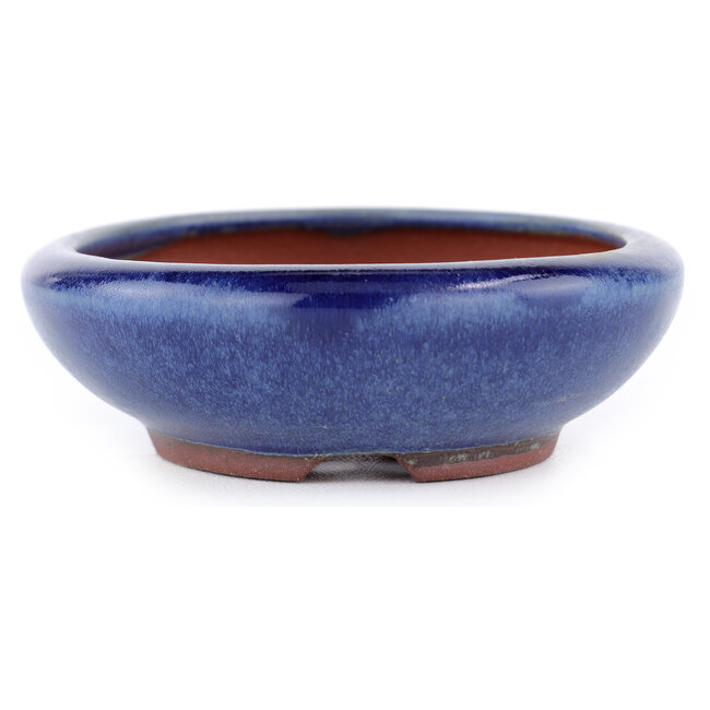 Ovaler blauer Bonsaitopf von Eime Yozan – 115 x 100 x 30 mm