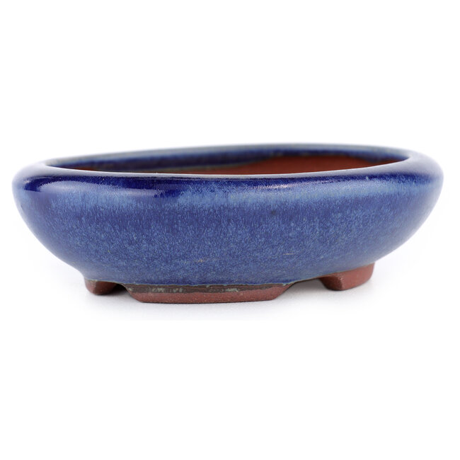 Ovaler blauer Bonsaitopf von Eime Yozan – 115 x 100 x 30 mm
