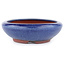 Oval blue bonsai pot by Eime Yozan - 115 x 100 x 30 mm