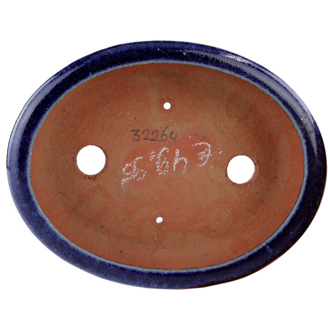 Maceta ovalada para bonsái azul de Eime Yozan - 145 x 115 x 35 mm