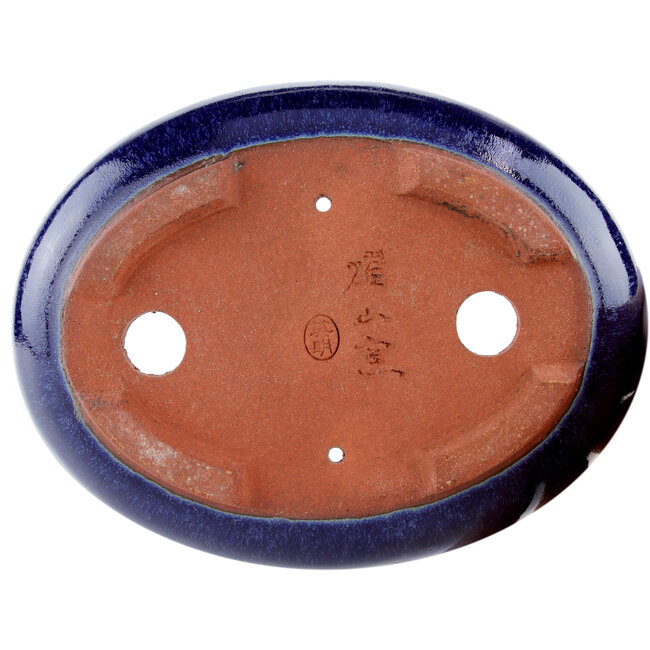 Ovale blauwe bonsaipot van Eime Yozan - 145 x 115 x 35 mm