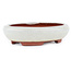 Oval off-white bonsai pot by Eime Yozan - 145 x 115 x 35 mm