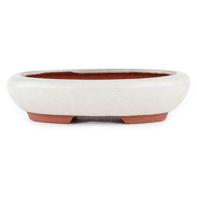 Pot à bonsaï ovale blanc cassé par Eime Yozan - 145 x 115 x 35 mm