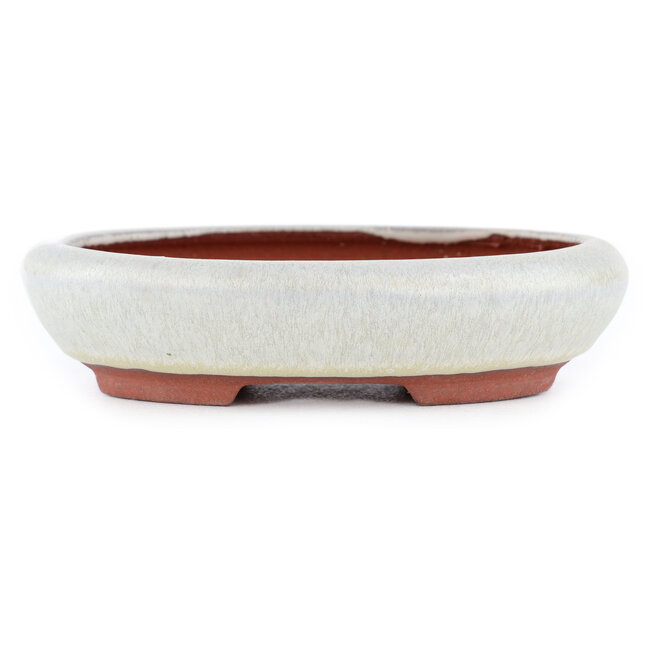 Oval off-white bonsai pot by Eime Yozan - 145 x 115 x 35 mm