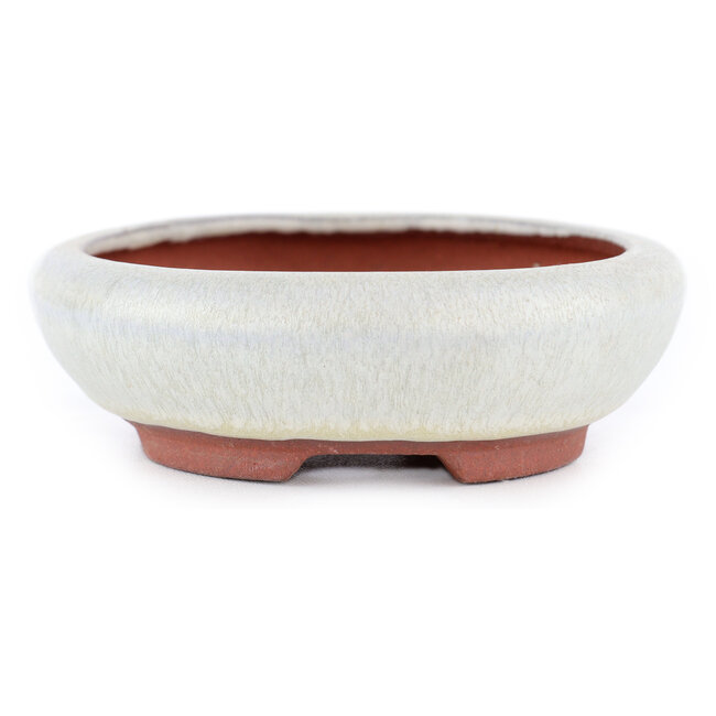Maceta para bonsái ovalada blanco roto de Eime Yozan - 145 x 115 x 35 mm