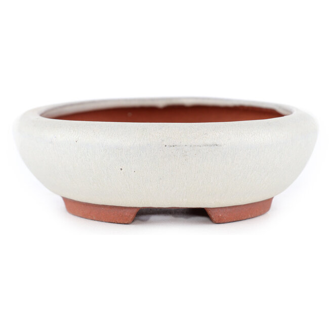 Pot à bonsaï ovale blanc cassé par Eime Yozan - 145 x 115 x 35 mm