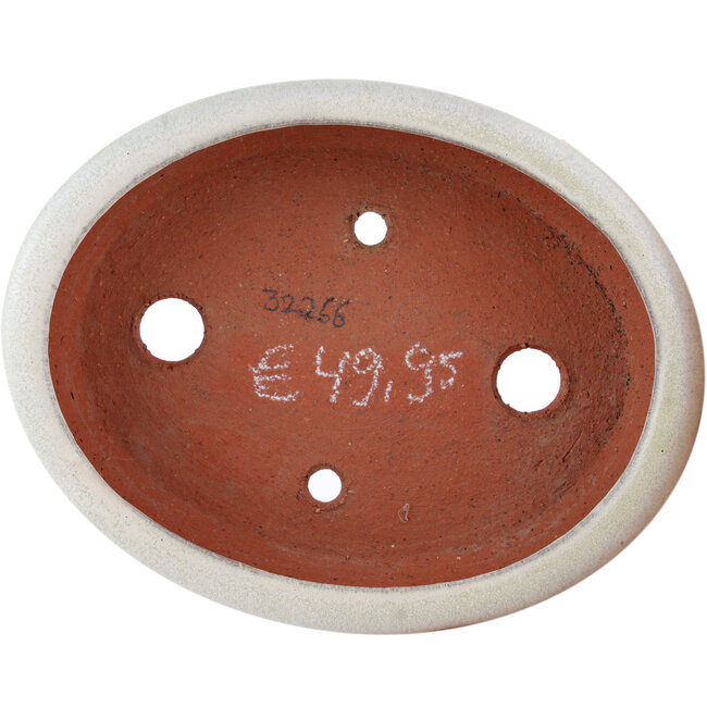 Pot à bonsaï ovale blanc cassé par Eime Yozan - 145 x 115 x 35 mm