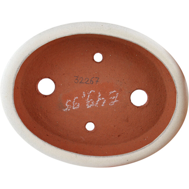 Pot à bonsaï ovale blanc cassé par Eime Yozan - 145 x 115 x 35 mm