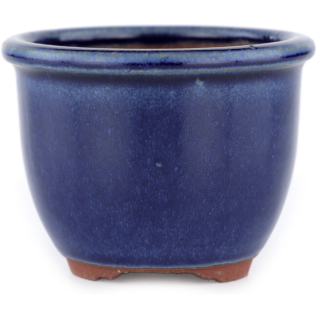Round blue bonsai pot by Eime Yozan - 90 x 90 x 65 mm