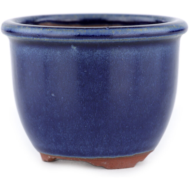 Round blue bonsai pot by Eime Yozan - 90 x 90 x 65 mm