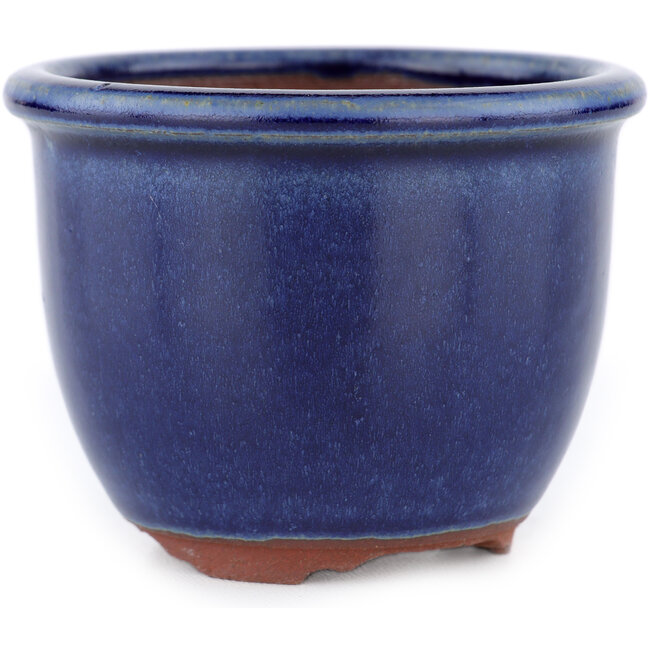 Round blue bonsai pot by Eime Yozan - 90 x 90 x 65 mm