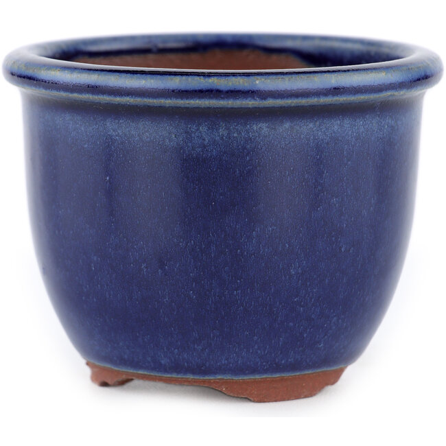 Round blue bonsai pot by Eime Yozan - 90 x 90 x 65 mm