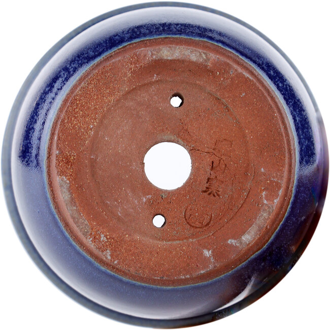 Pot à bonsaï rond bleu par Eime Yozan - 90 x 90 x 65 mm