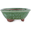 Round green bonsai pot by Eime Yozan - 100 x 100 x 35 mm