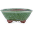 Round green bonsai pot by Eime Yozan - 100 x 100 x 35 mm