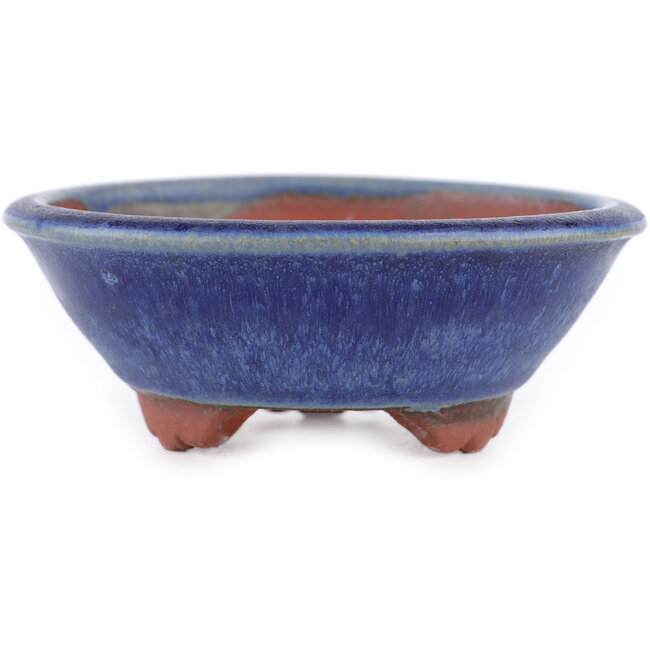 Ronde blauwe bonsaipot van Eime Yozan - 100 x 100 x 35 mm