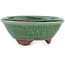 Round green bonsai pot by Eime Yozan - 100 x 100 x 35 mm