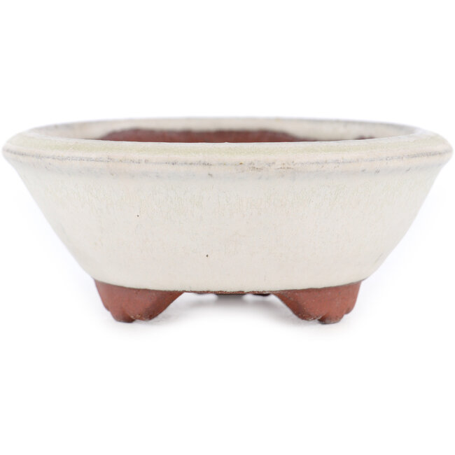 Pot à bonsaï rond blanc cassé par Eime Yozan - 100 x 100 x 35 mm