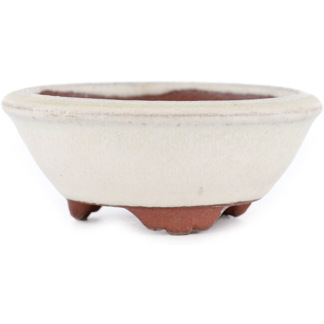 Pot à bonsaï rond blanc cassé par Eime Yozan - 100 x 100 x 35 mm